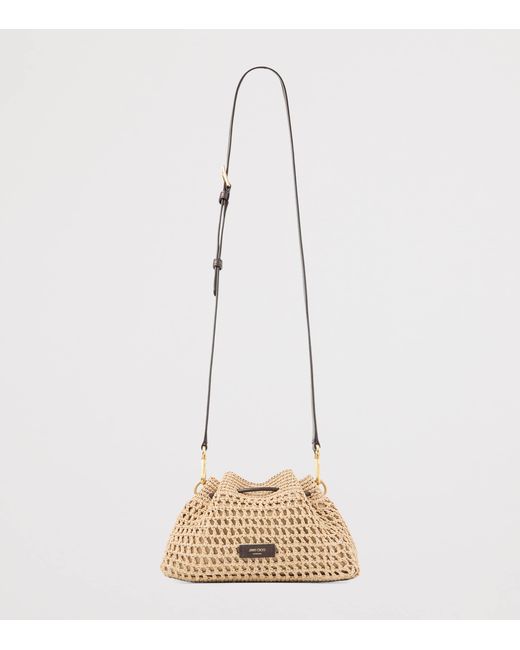 Jimmy Choo Metallic Small Cinch Raffia Shoulder Bag