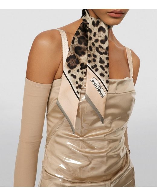 Dolce & Gabbana Metallic Kim Leopard Print Twill Headscarf
