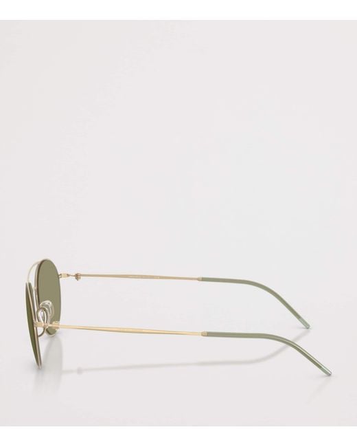 Giorgio Armani Green Metal Round Sunglasses for men