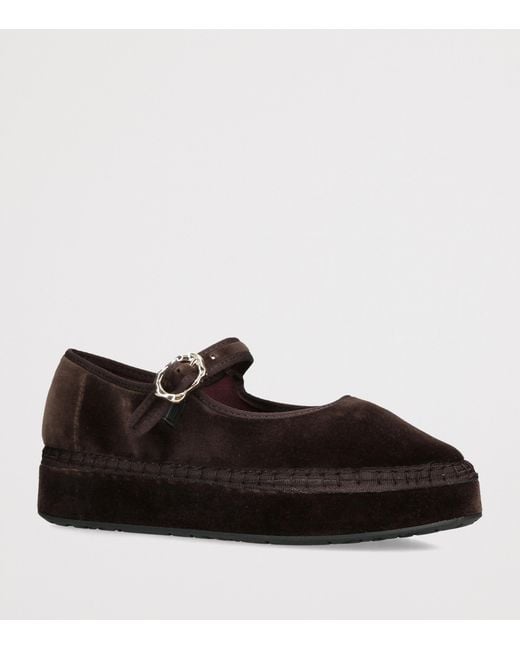 Flabelus Black Velvet Double Mary Jane Flats