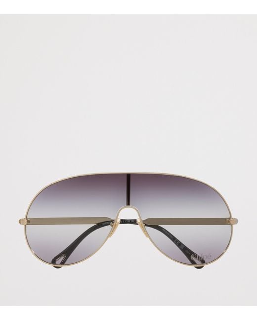 Chloé Gray Metal Aly Shield Sunglasses