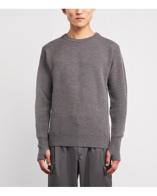 Barena Gray Virgin Wool Crew-Neck Sweater for men