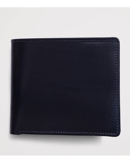 Swaine Blue Leather Bifold Wallet for men