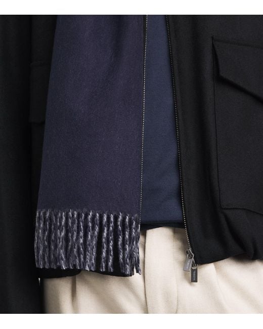 Johnstons Blue Cashmere Double-Face Scarf for men