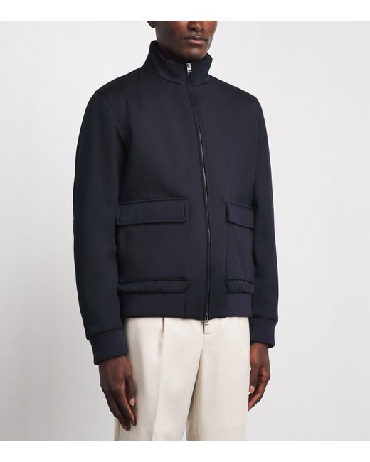 Herno Blue Wool Harrington Jacket for men