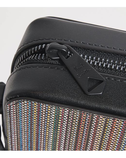 Paul Smith Black Coated Canvas Signature Stripe Cross-Body Bag for men