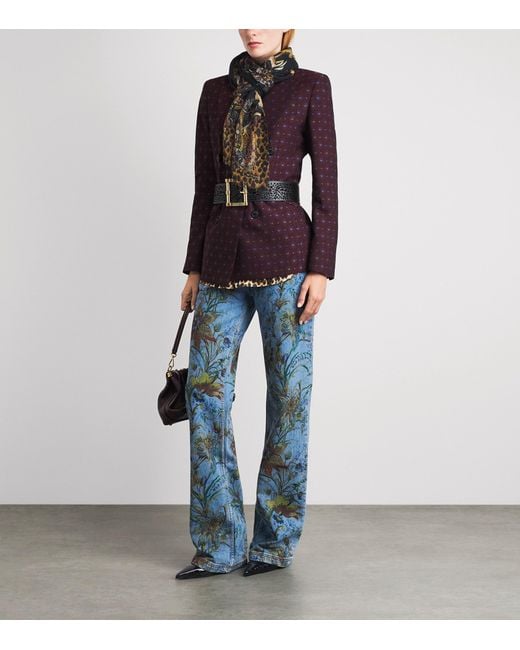 Etro Black Leopard And Paisley Print Scarf
