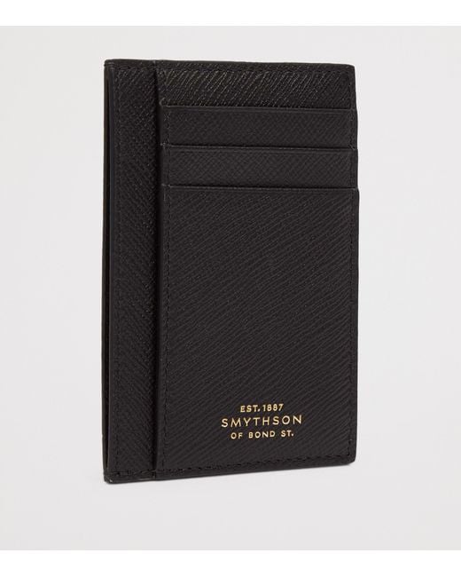 Smythson Black Panama Leather Compact Card Holder for men