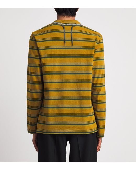 Craig Green Yellow Stripe Lace Long-Sleeve T-Shirt for men