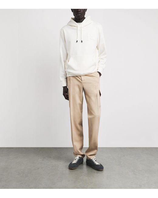 Isaia Natural Cotton-Silk Pleated Cargo Trousers for men