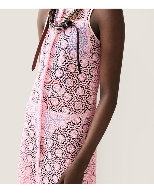 Miu Miu Pink Macramé Midi Dress