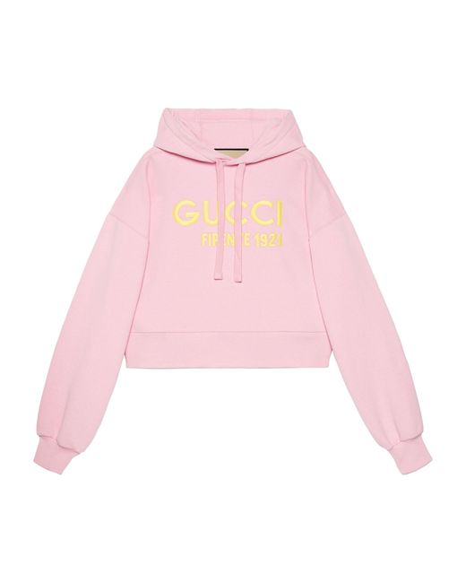 Gucci Pink Cropped Logo Hoodie