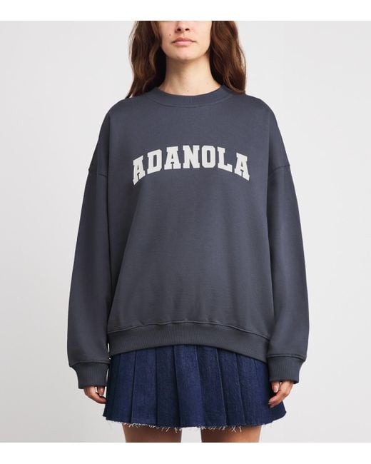 ADANOLA Blue Oversized Varsity Sweatshirt