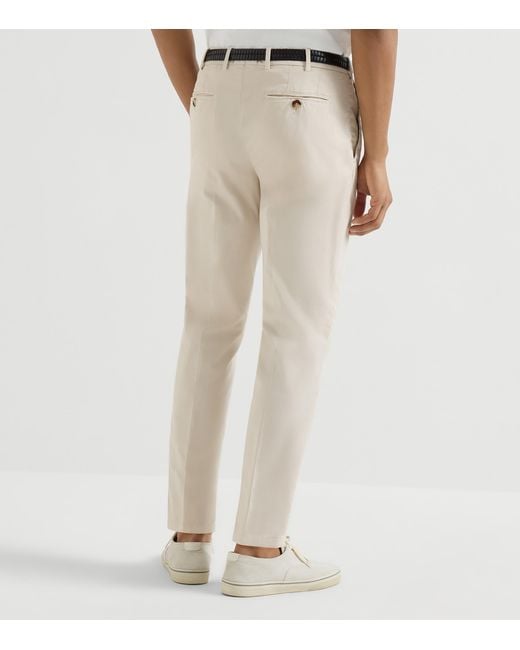 Brunello Cucinelli Natural Pima Cotton Comfort Gabardine Trousers for men
