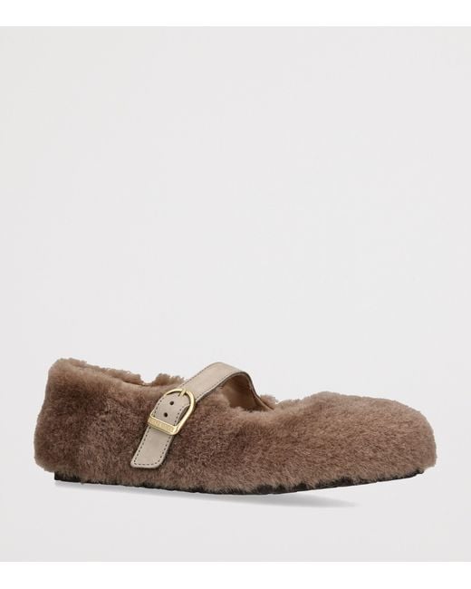 Birkenstock Brown Shearling Santa Clarita Ballet Flats