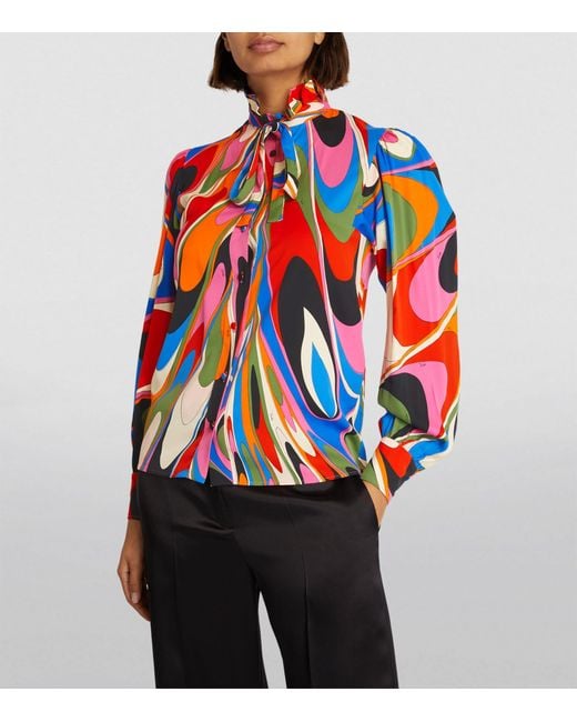 Emilio Pucci Blue Pussybow-tie Shirt