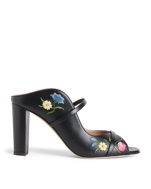 Malone Souliers Black Leather Embroidered Norah Sandals 85