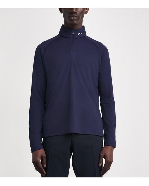 Kjus Blue Pima Cotton Hollow Half-Zip Top for men