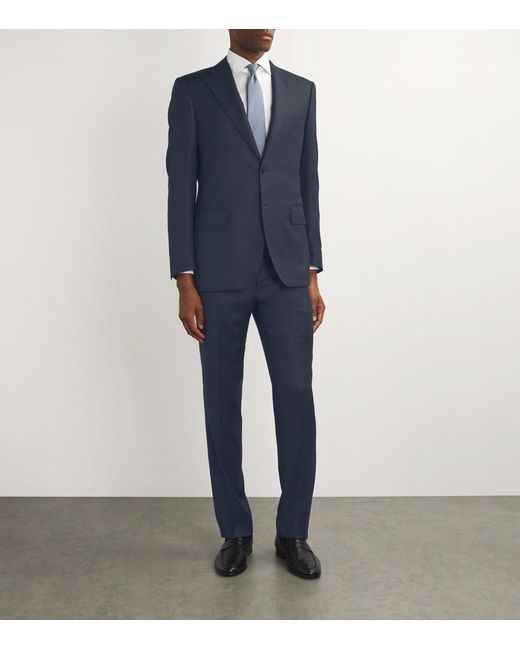 Canali Blue Wool Jacquard 2-Piece Suit for men