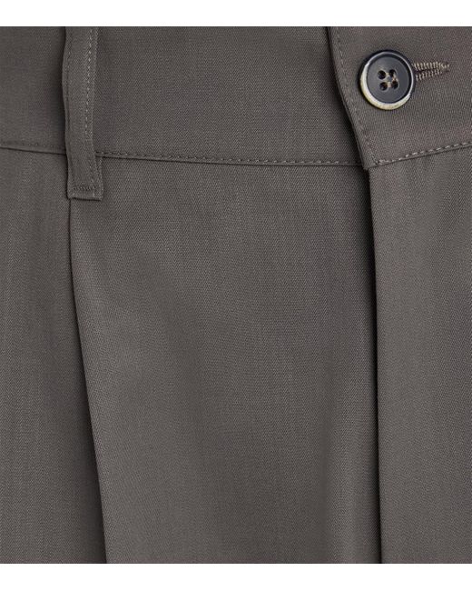Barena Gray Stretch-Virgin Wool Pleated Trousers for men