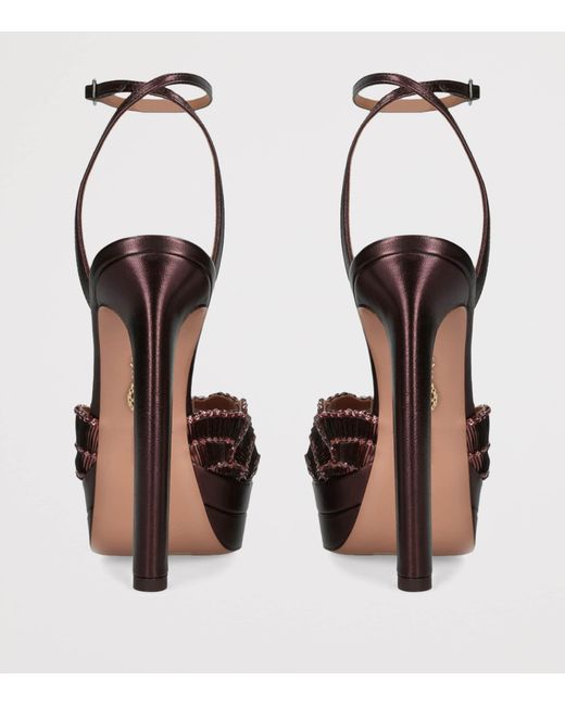Aquazzura Brown Leather Ce Soir Heeled Sandals 130