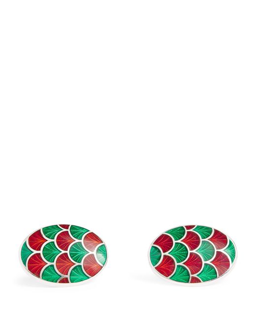 Deakin & Francis White Sterling And Enamel Oval Cufflinks for men