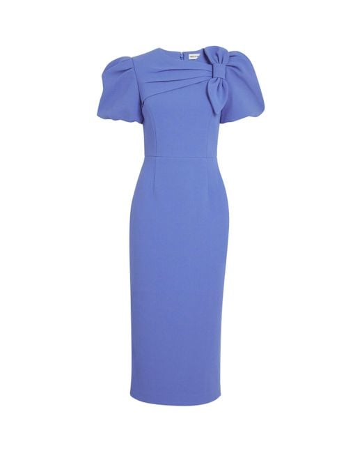 Rebecca Vallance Blue Bow-Detail Violette Midi Dress