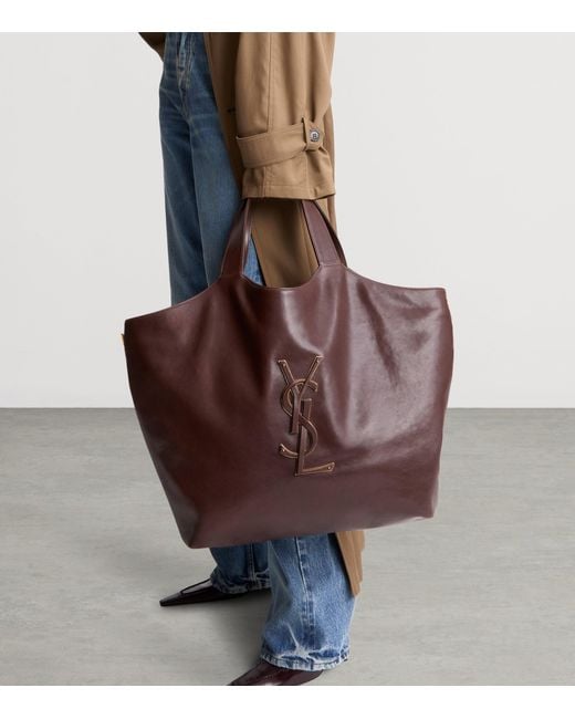 Saint Laurent Brown Maxi Calfskin Icare Tote Bag