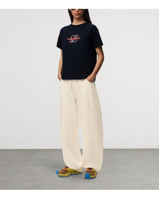 Loewe Blue Embroidered Logo T-Shirt