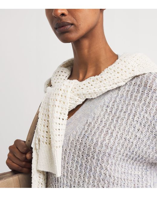 Eleventy Gray Cotton-Silk Short-Sleeve Sweater