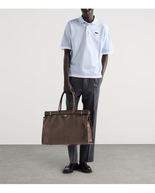 Prada Brown Calfskin Bonnie Tote Bag for men