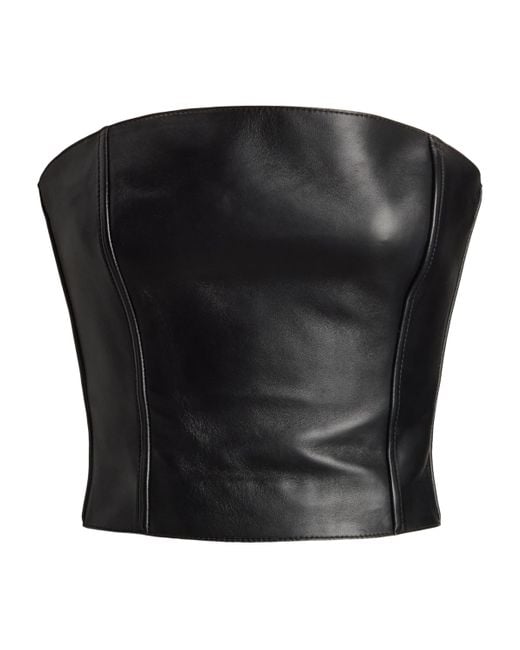 Ralph Lauren Black Lambskin Gwyneth Bustier