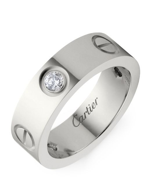 Cartier Metallic White Gold And Diamond Love Ring