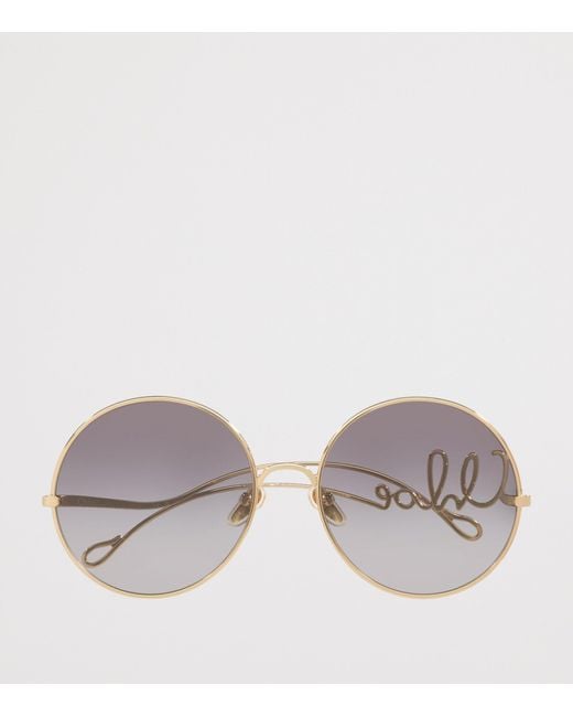 Chloé Gray Metal Iconic Round Sunglasses