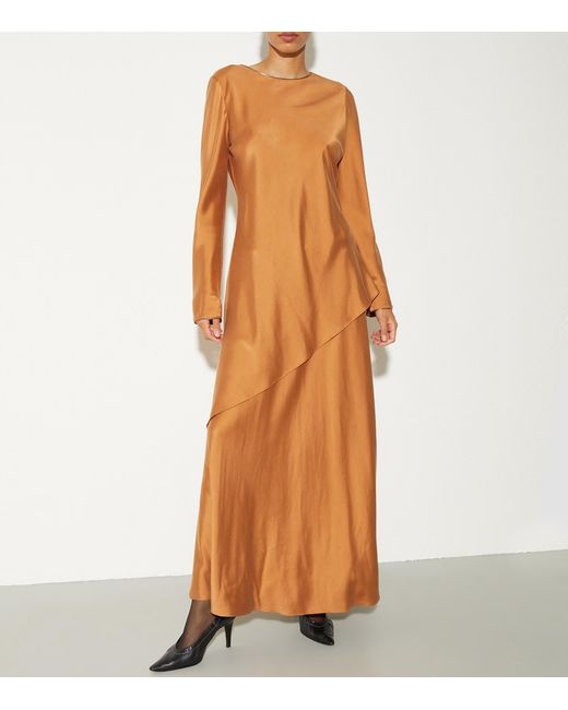 MAX&Co. Brown Silk-Blend Maxi Dress