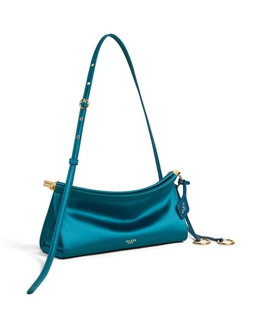 Alaïa Blue Small Satin Le Click East West Shoulder Bag