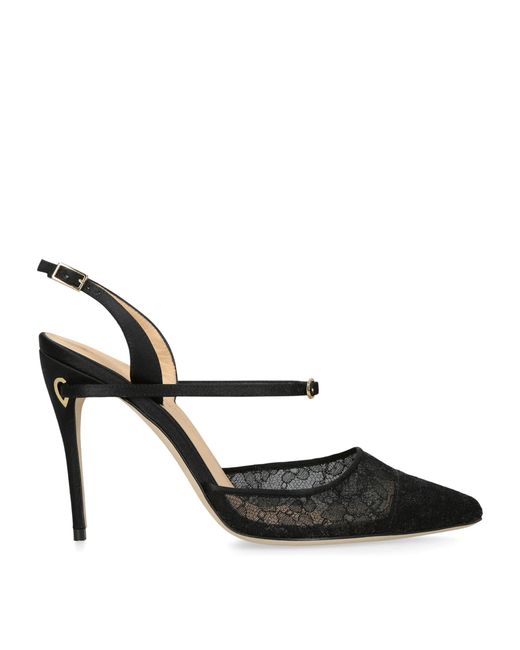 JENNIFER CHAMANDI Black Lace Vittorio Slingback Pumps 105