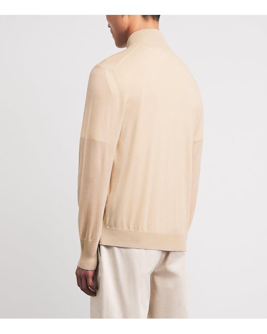 Eleventy Natural Wool Zip-Up Cardigan for men