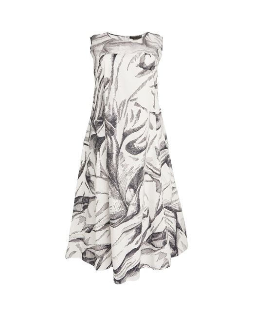 Marina Rinaldi White Sketch Print Dress