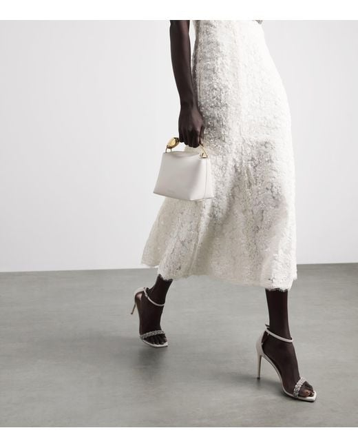 Rebecca Vallance White Bow-Detail Dillon Midi Dress