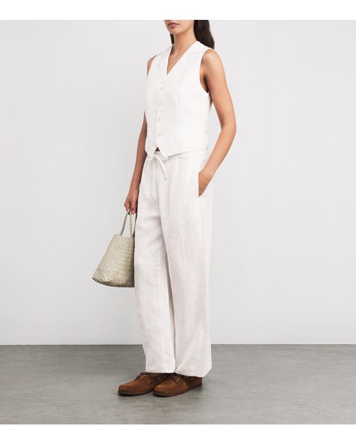 Polo Ralph Lauren White Linen Drawstring Trousers