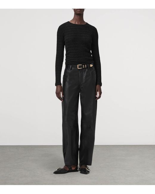 AllSaints Black Cotton-Blend West Long-Sleeve Top