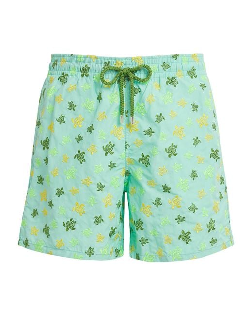 Vilebrequin Green Embroidered Turtle Mistral Swim Shorts for men