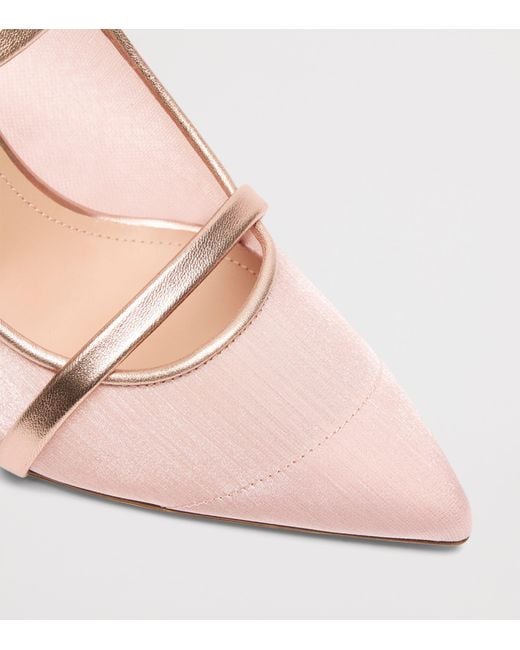 Malone Souliers Pink Organza And Leather Maureen Heeled Mules 70