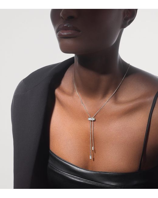 Messika Metallic Moderniste And Diamond Tie Necklace