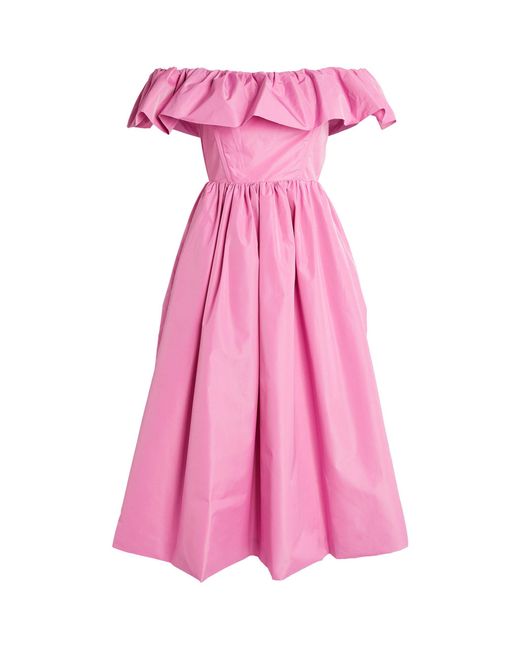 Sea Pink Taffeta Off-the-shoulder Diana Dress