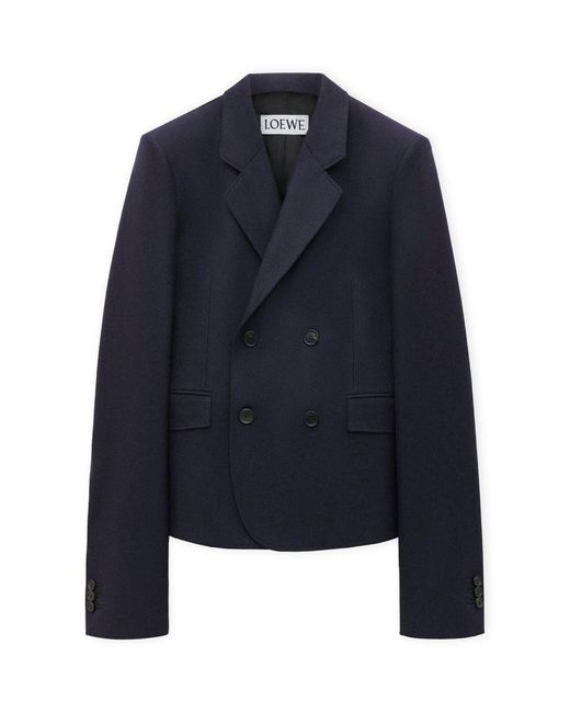 Loewe Blue Wool Twill Double-Breasted Blazer