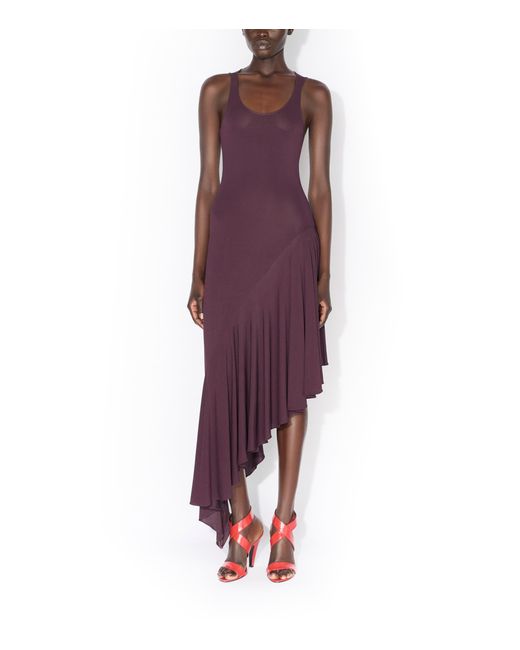 Alaïa Purple Jersey Asymmetric Midi Dress