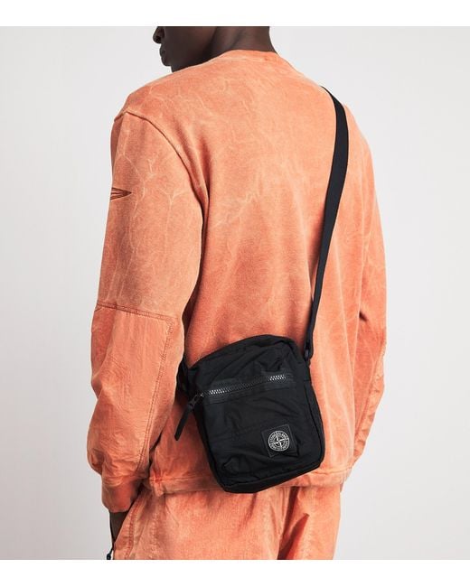 Stone Island Black Coated-Nylon Logo Cross-Body Bag for men