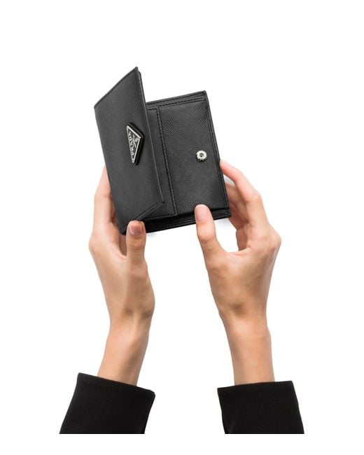 Prada Black Small Saffiano Leather Bifold Wallet